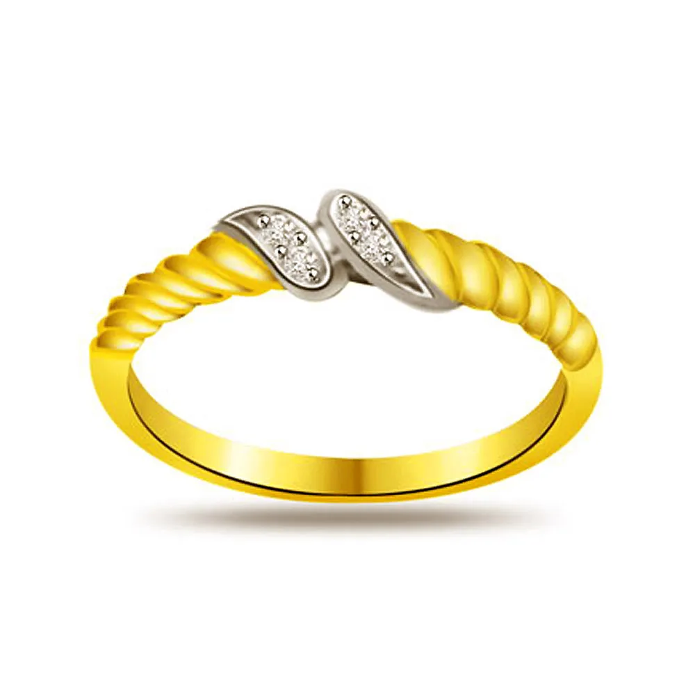 Two-Tone Real Diamond Gold Ring (SDR801)