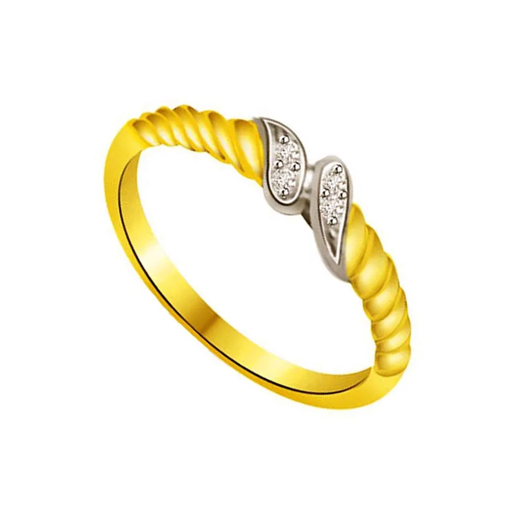 Two-Tone Real Diamond Gold Ring (SDR801)