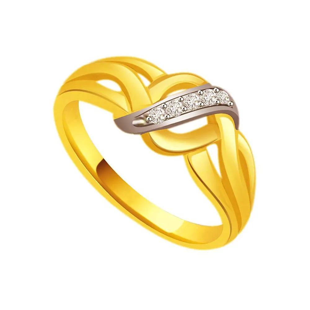 Two -Tone Diamond Gold rings SDR804 -White Yellow Gold rings