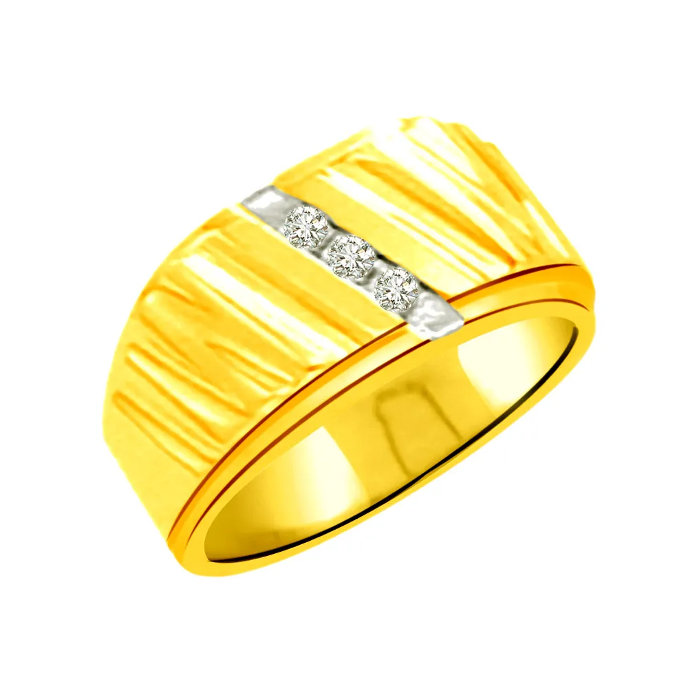 0.12cts 3 Real Diamond Classic Gold Ring (SDR817)