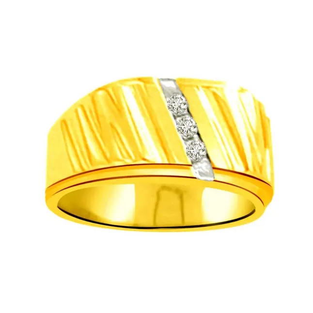 0.12cts 3 Real Diamond Classic Gold Ring (SDR817)