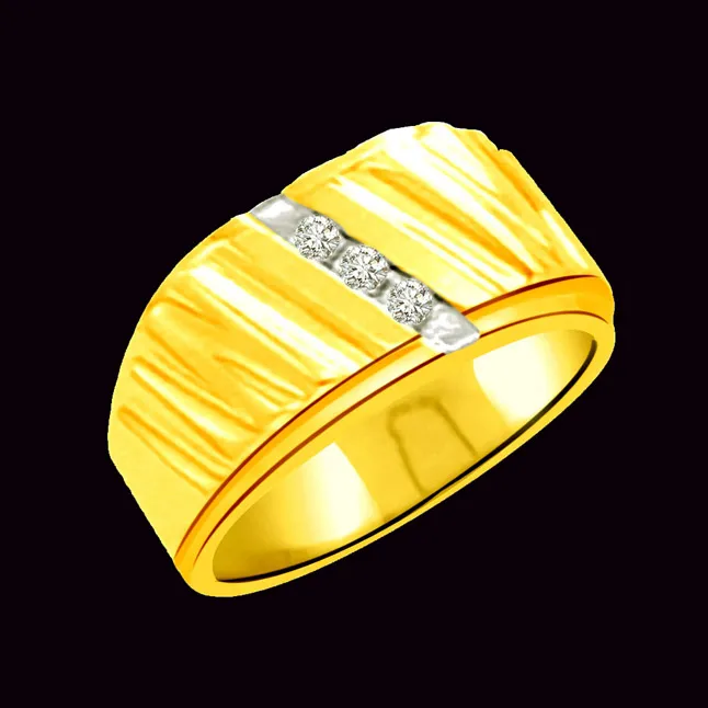 0.12cts 3 Real Diamond Classic Gold Ring (SDR817)