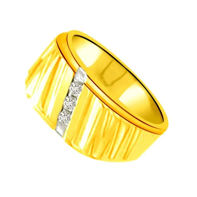 0.12cts 3 Real Diamond Classic Gold Ring (SDR817)