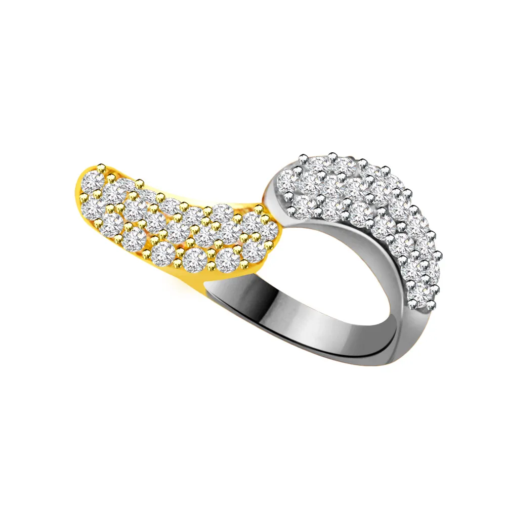 Two-Tone Real Diamond Gold Ring (SDR822)