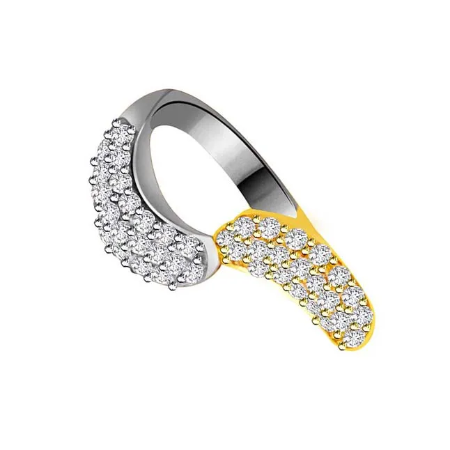 Two -Tone Diamond Gold rings SDR822 -White Yellow Gold rings