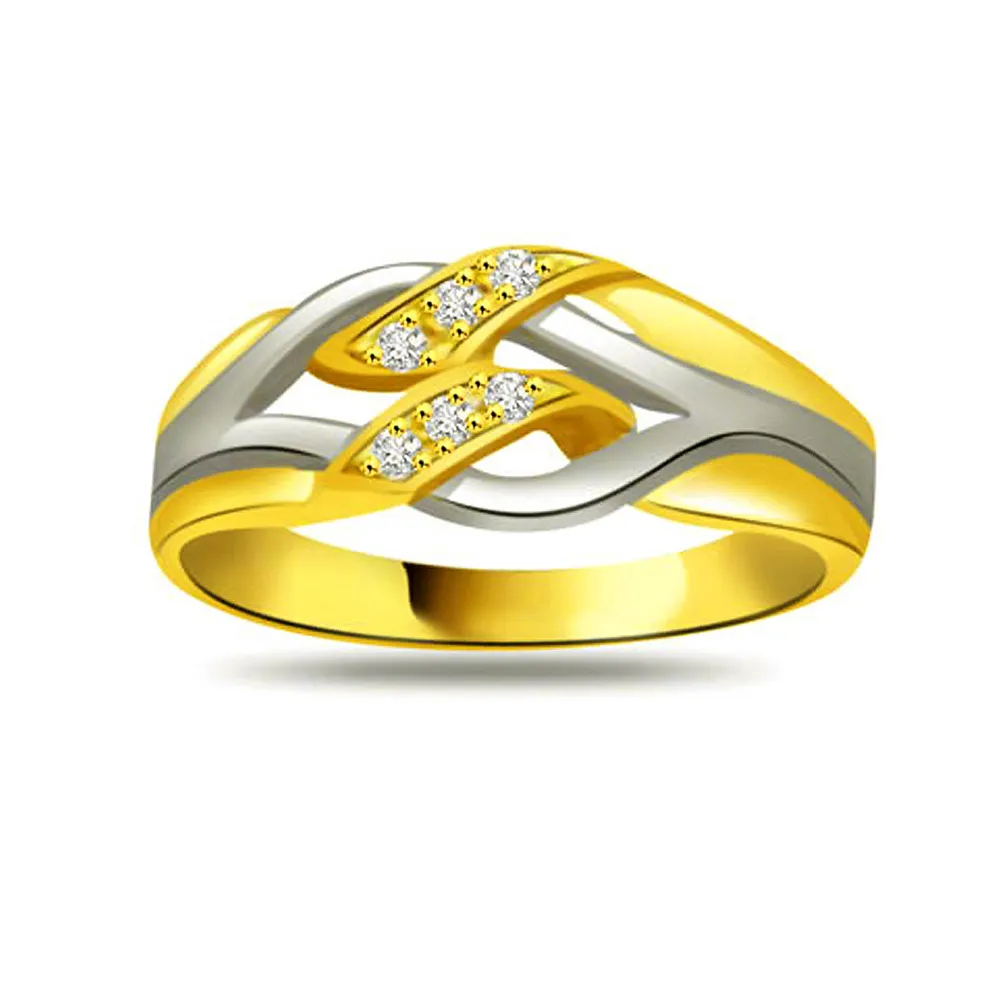 Two-Tone Real Diamond Gold Ring (SDR829)