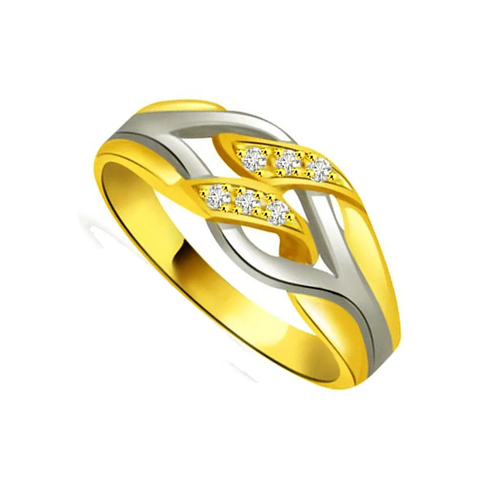 Two -Tone Diamond Gold rings SDR829 -White Yellow Gold rings
