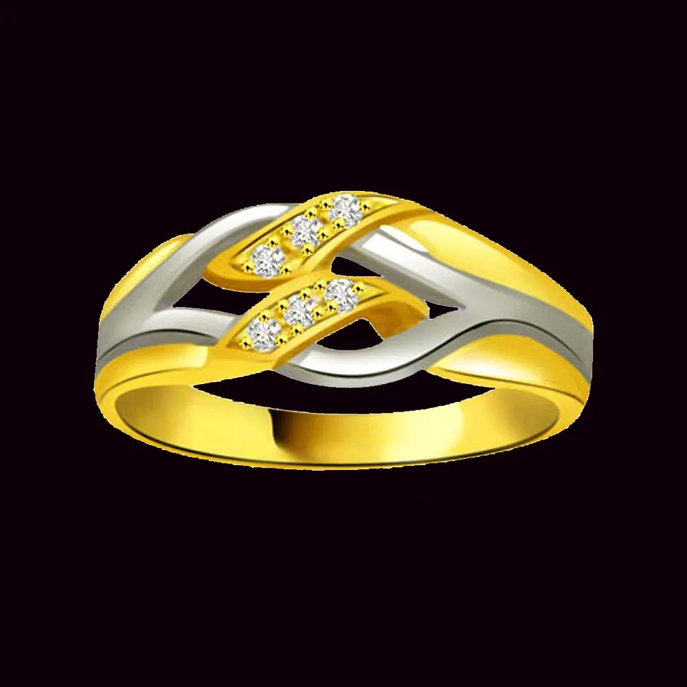 Two-Tone Real Diamond Gold Ring (SDR829)