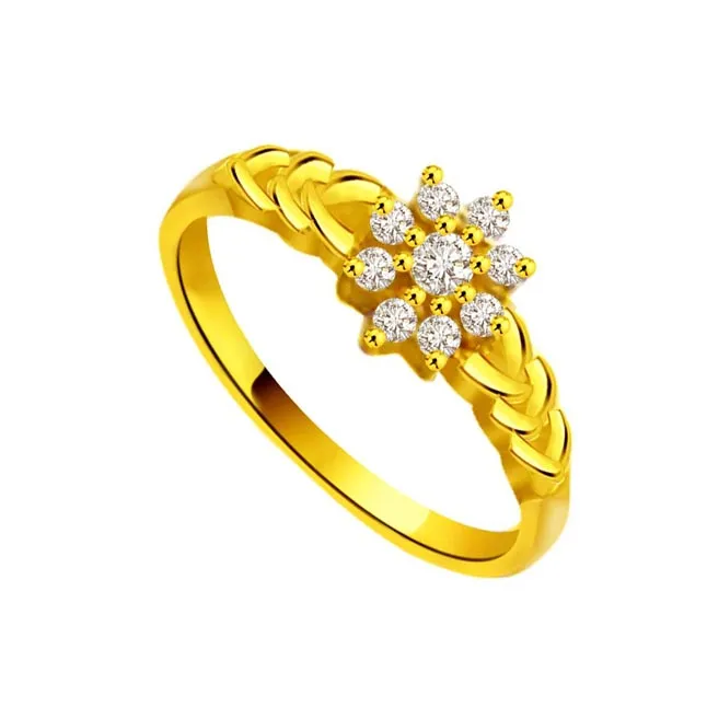 Flower Shape Real Diamond Gold Ring (SDR831)