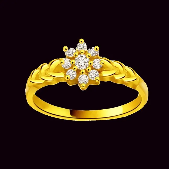 Flower Shape Real Diamond Gold Ring (SDR831)