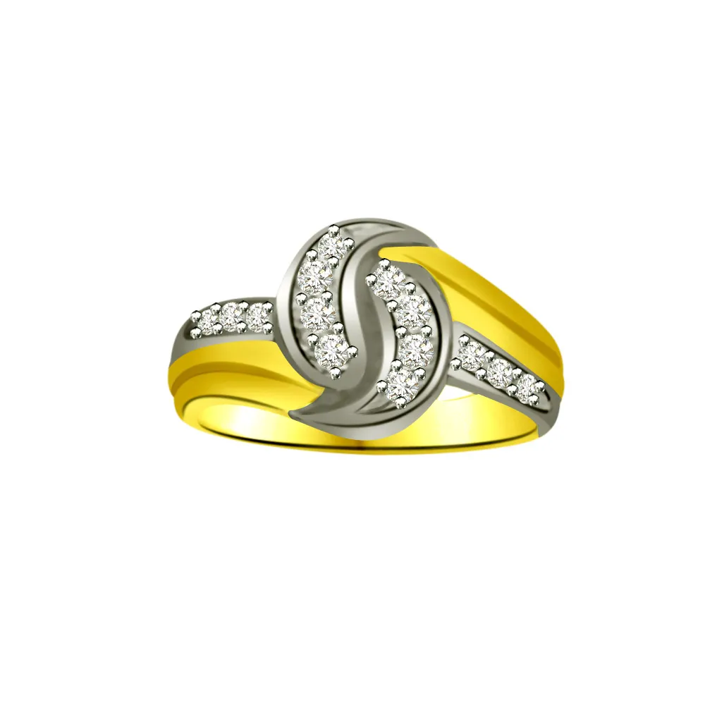 Two-Tone Real Diamond Gold Ring (SDR833)