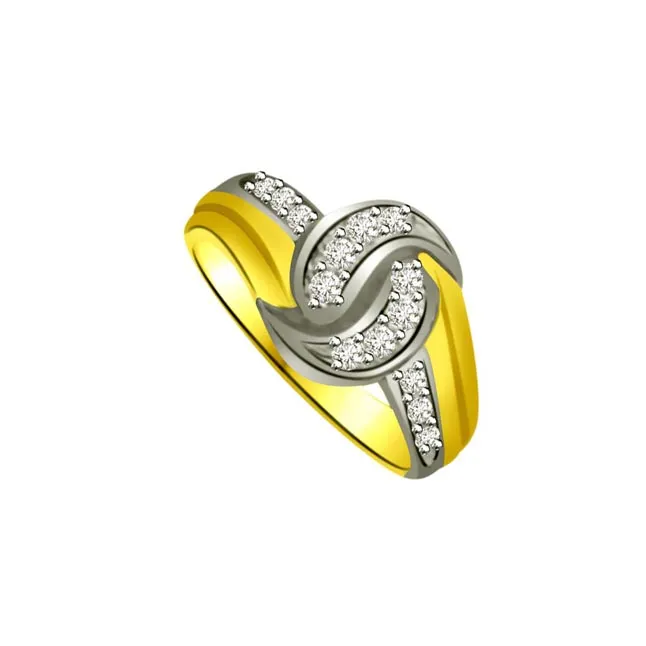 Two -Tone Diamond Gold rings SDR833 -White Yellow Gold rings