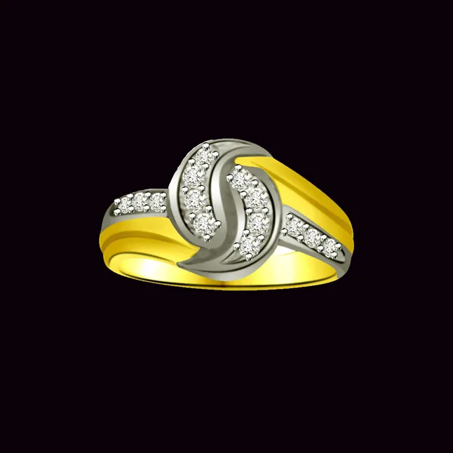 Two-Tone Real Diamond Gold Ring (SDR833)