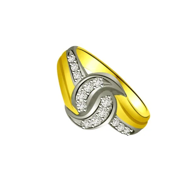 Two -Tone Diamond Gold rings SDR833 -White Yellow Gold rings