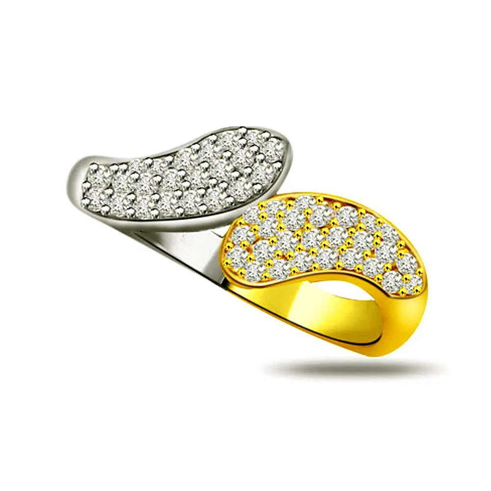 Two -Tone Diamond Gold rings SDR838 -White Yellow Gold rings
