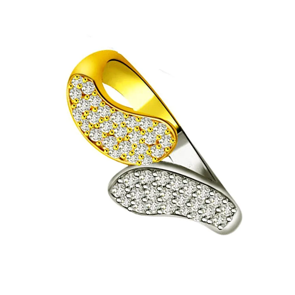 Two -Tone Diamond Gold rings SDR838 -White Yellow Gold rings