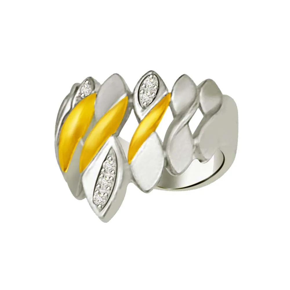 Two -Tone Diamond Gold rings SDR844 -White Yellow Gold rings