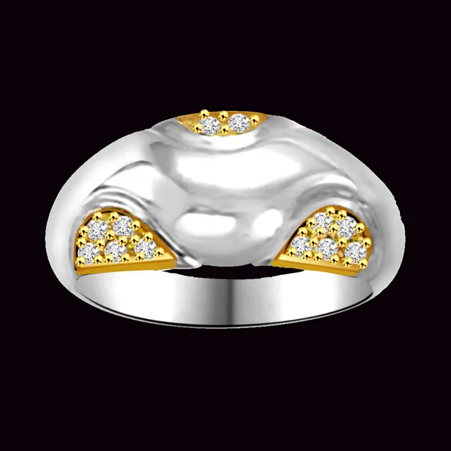 Two-Tone Real Diamond Gold Ring (SDR845)