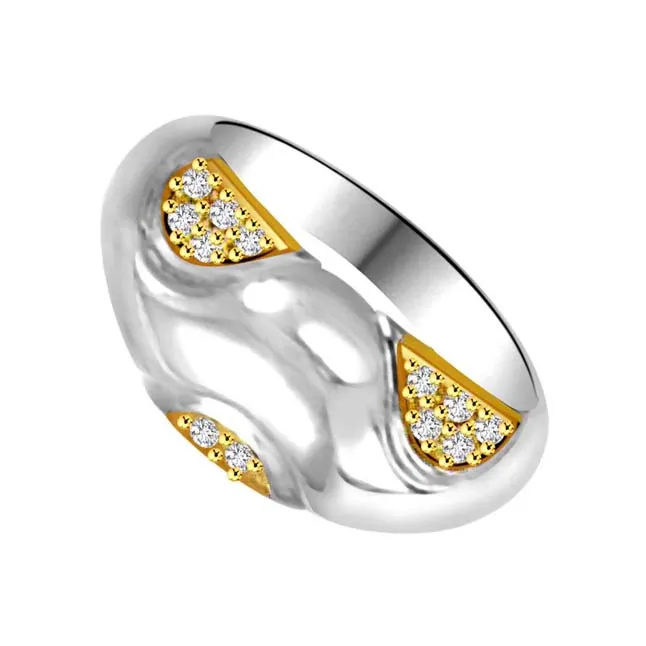 Two -Tone Diamond Gold rings SDR845 -White Yellow Gold rings