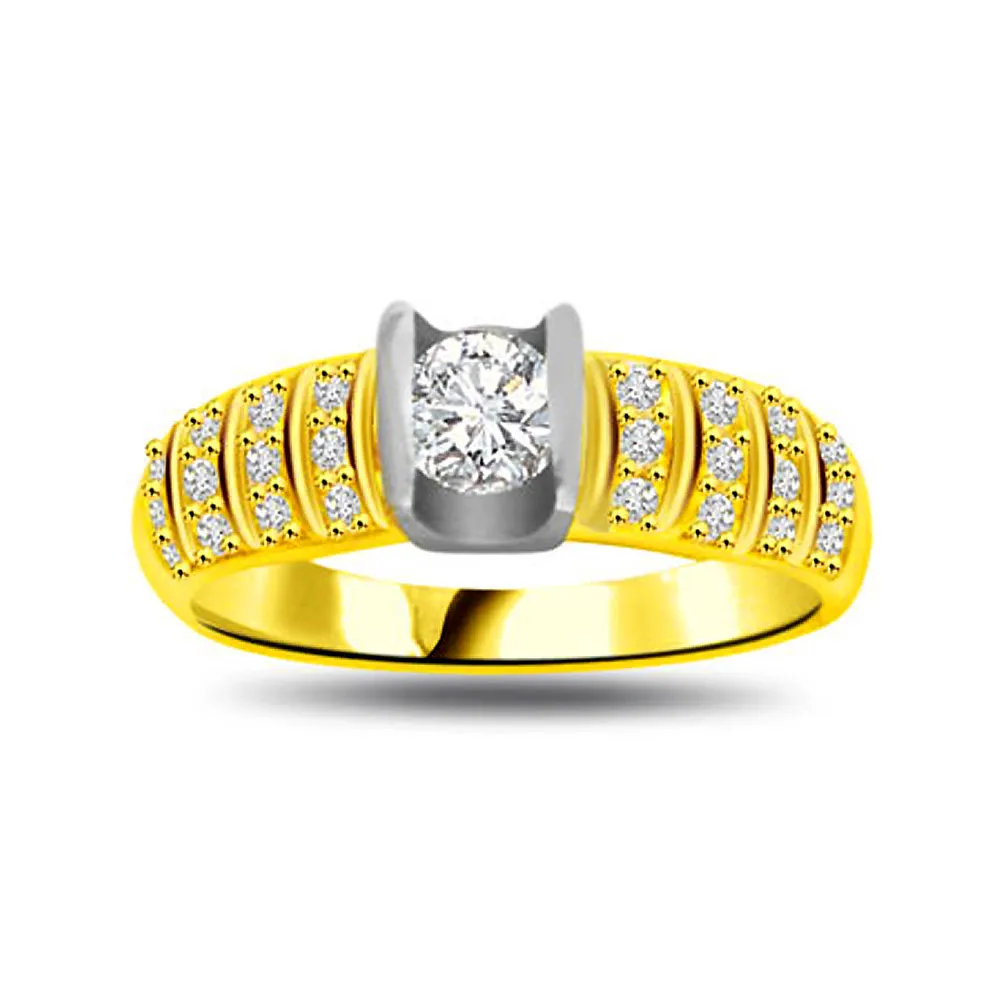 Two -Tone Diamond Gold rings SDR846 -White Yellow Gold rings