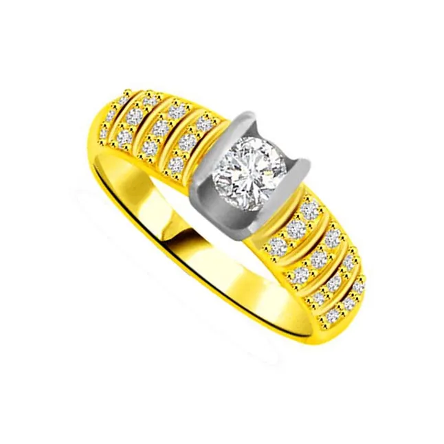 Two-Tone Real Diamond Gold Ring (SDR846)