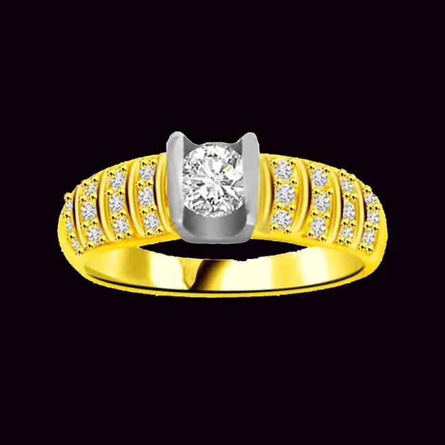 Two-Tone Real Diamond Gold Ring (SDR846)