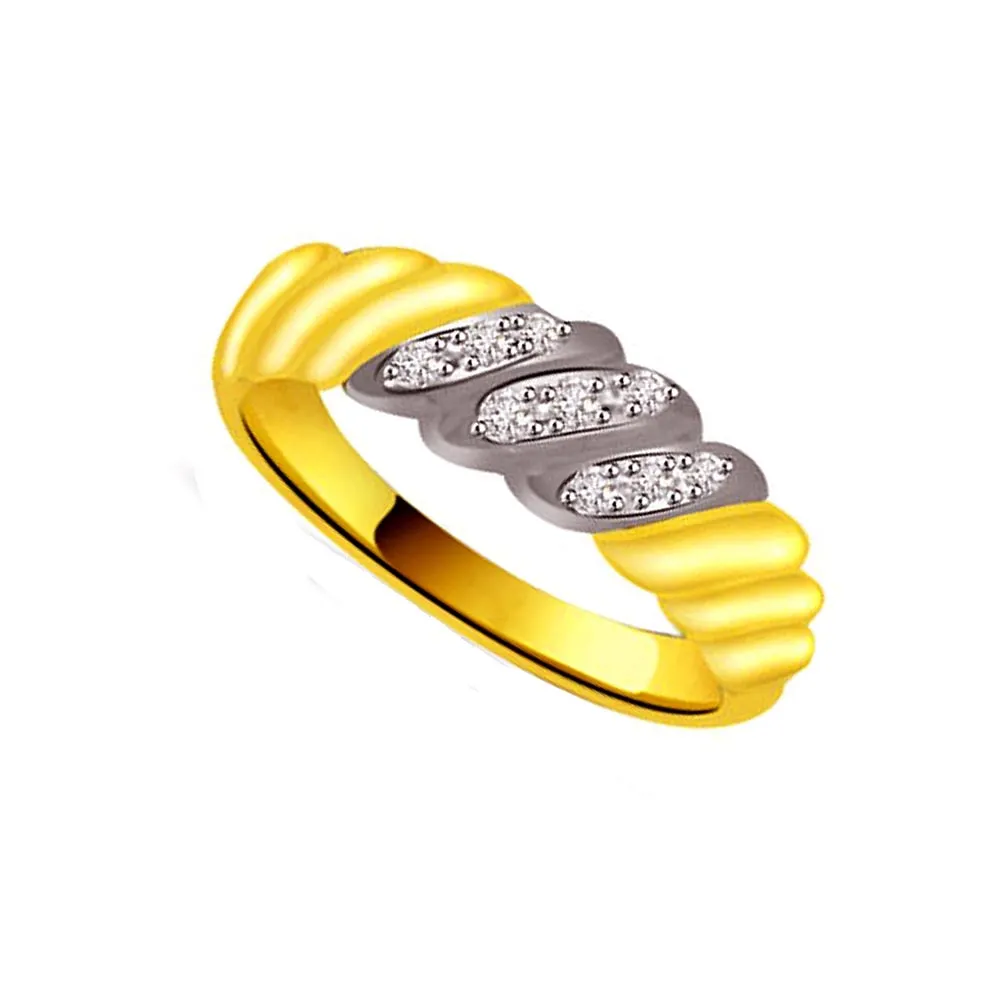 Two-Tone Real Diamond Gold Ring (SDR849)