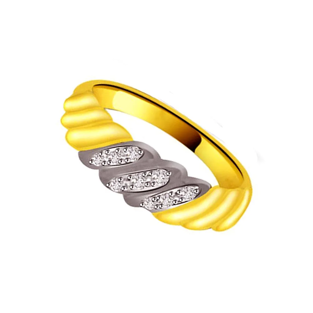 Two-Tone Real Diamond Gold Ring (SDR849)