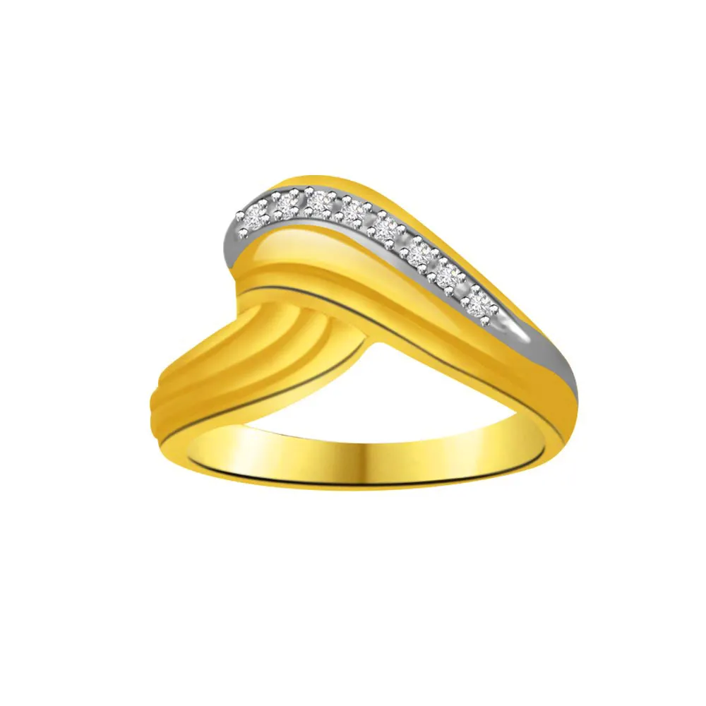 Two-Tone Real Diamond Gold Ring (SDR852)