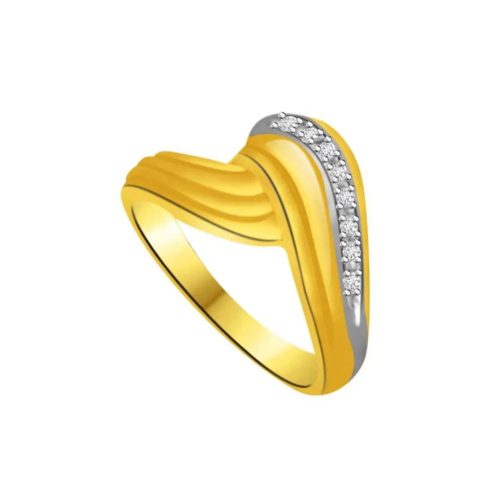 Two-Tone Real Diamond Gold Ring (SDR852)