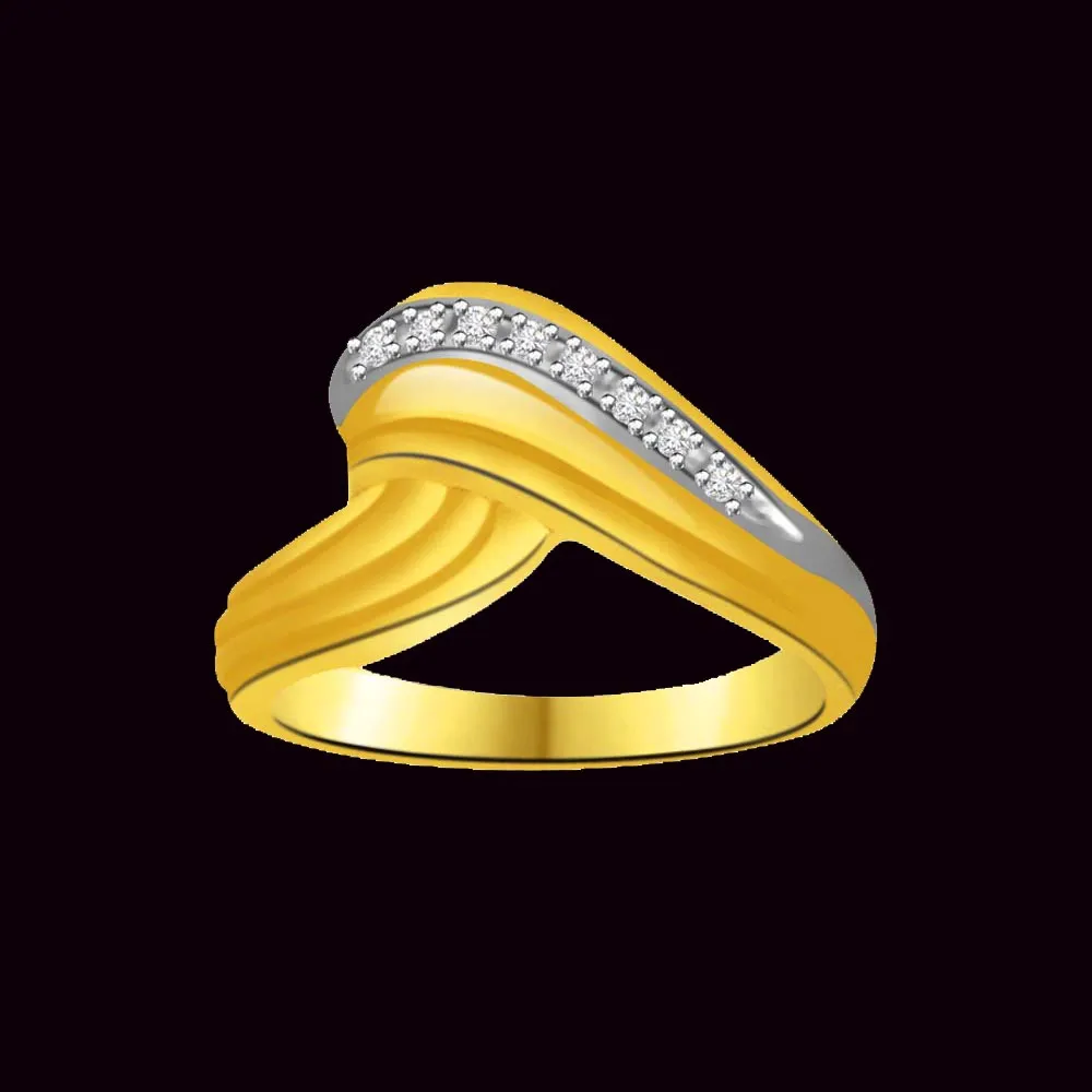 Two-Tone Real Diamond Gold Ring (SDR852)