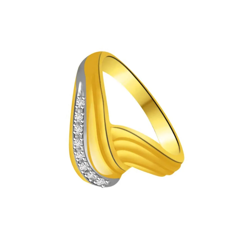 Two-Tone Real Diamond Gold Ring (SDR852)