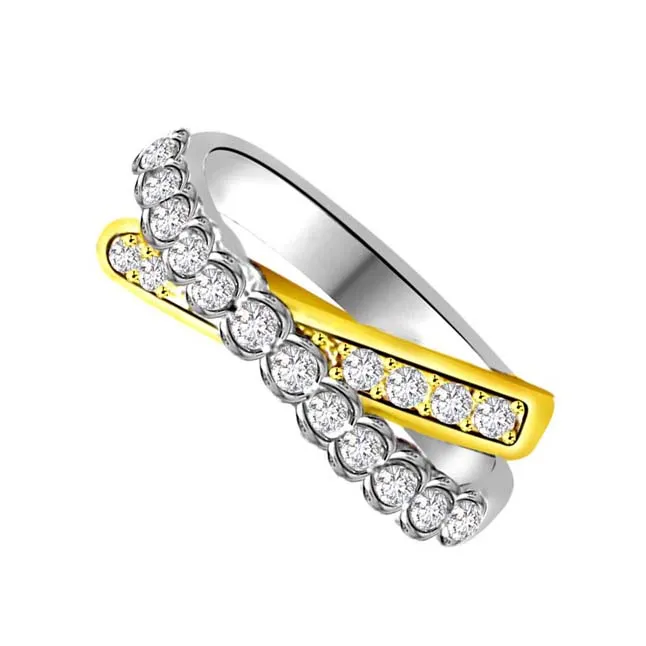 Trendy Diamond Gold rings SDR853 -2 Tone Half Eternity