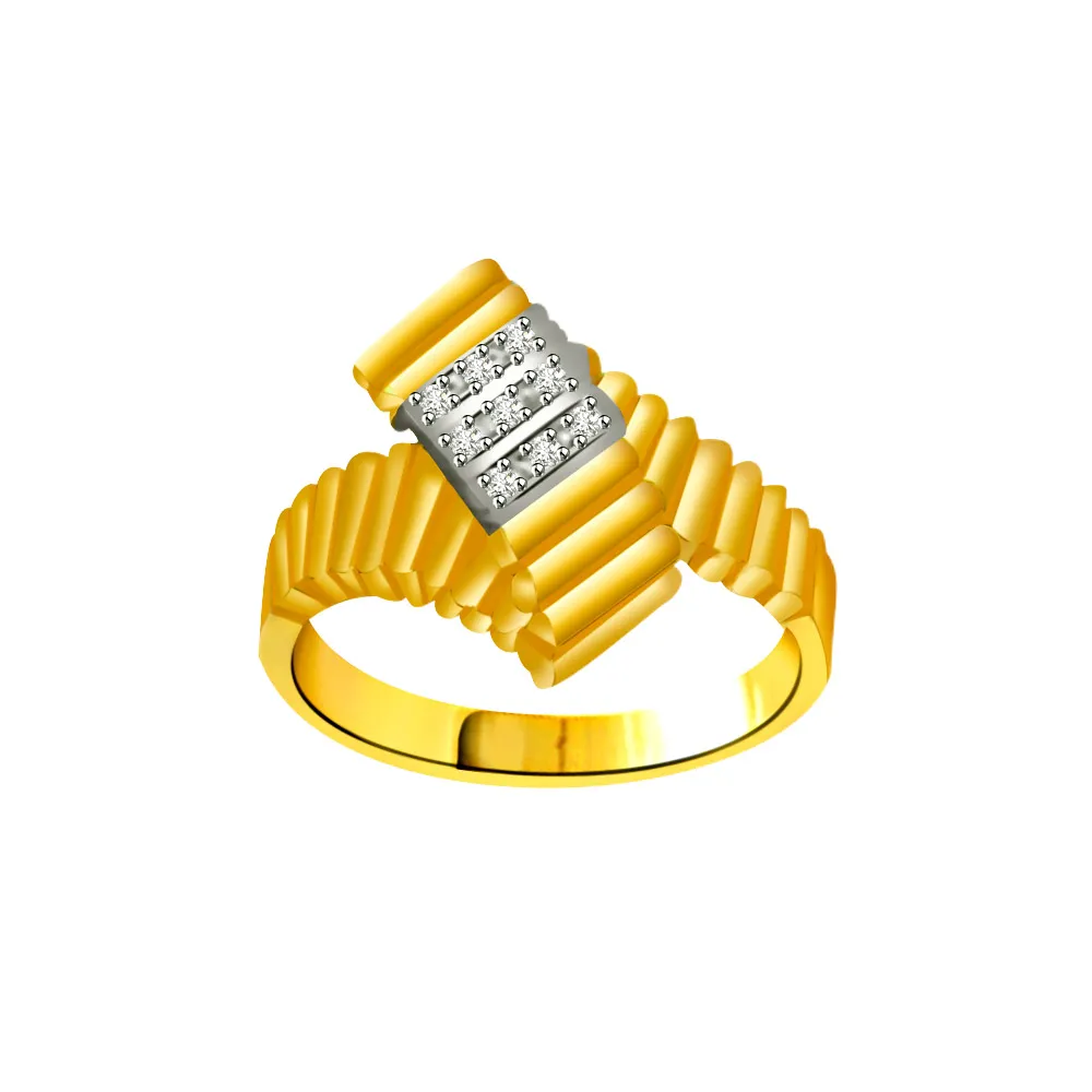 Two-Tone Real Diamond Gold Ring (SDR858)