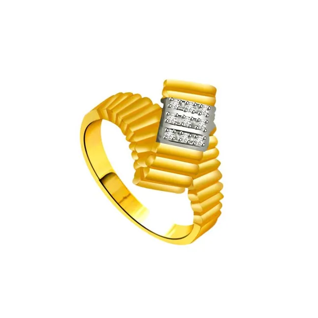 Two-Tone Real Diamond Gold Ring (SDR858)