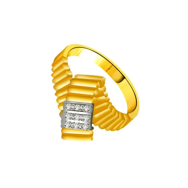 Two -Tone Diamond Gold rings SDR858 -White Yellow Gold rings