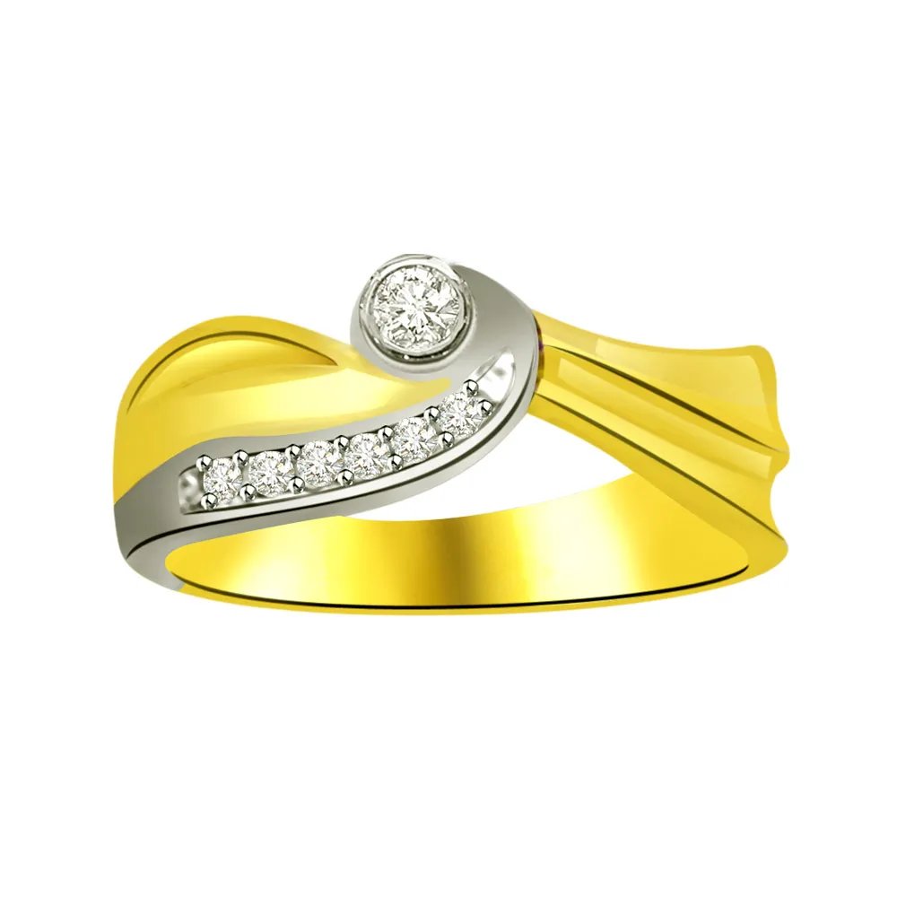 Two-Tone Real Diamond Gold Ring (SDR870)