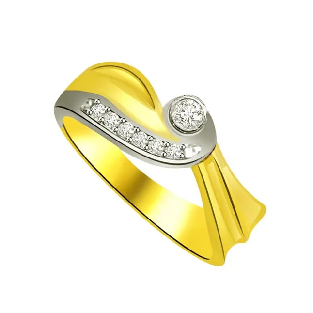 Two -Tone Diamond Gold rings SDR870 -White Yellow Gold rings