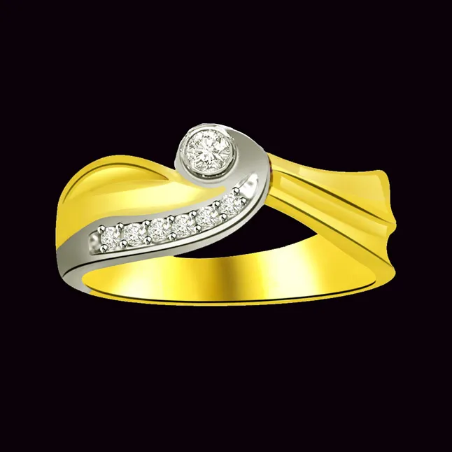 Two -Tone Diamond Gold rings SDR870 -White Yellow Gold rings