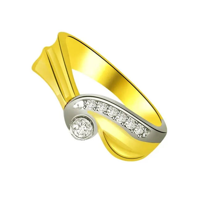 Two -Tone Diamond Gold rings SDR870 -White Yellow Gold rings