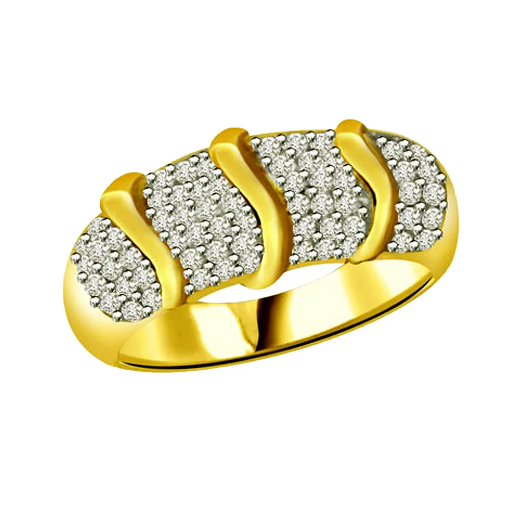 Trendy Diamond Gold rings SDR888 -2 Tone Half Eternity