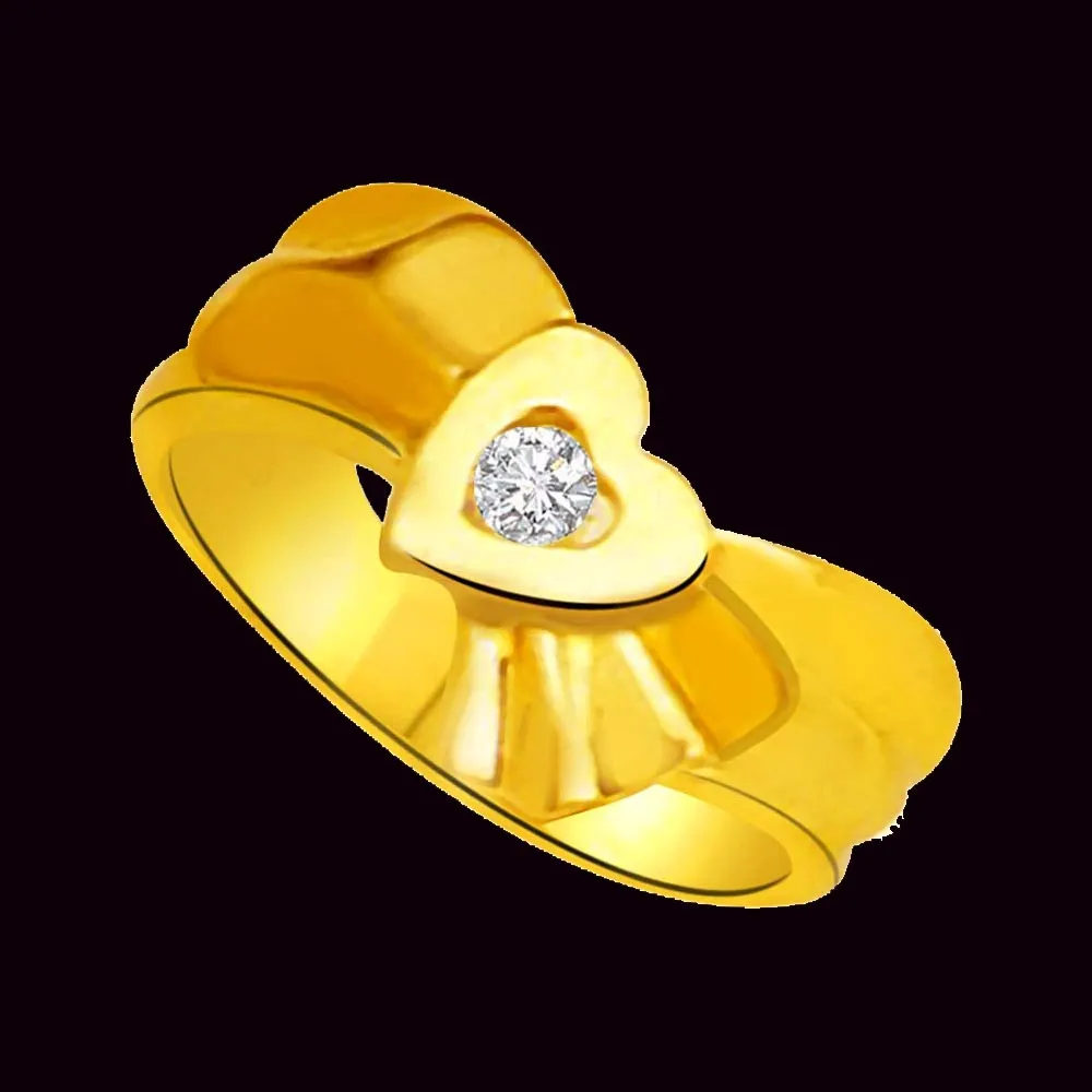 Real Diamond Heart Gold Ring (SDR901)