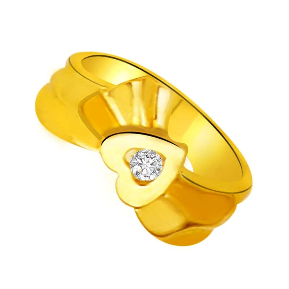 Real Diamond Heart Gold Ring (SDR901)