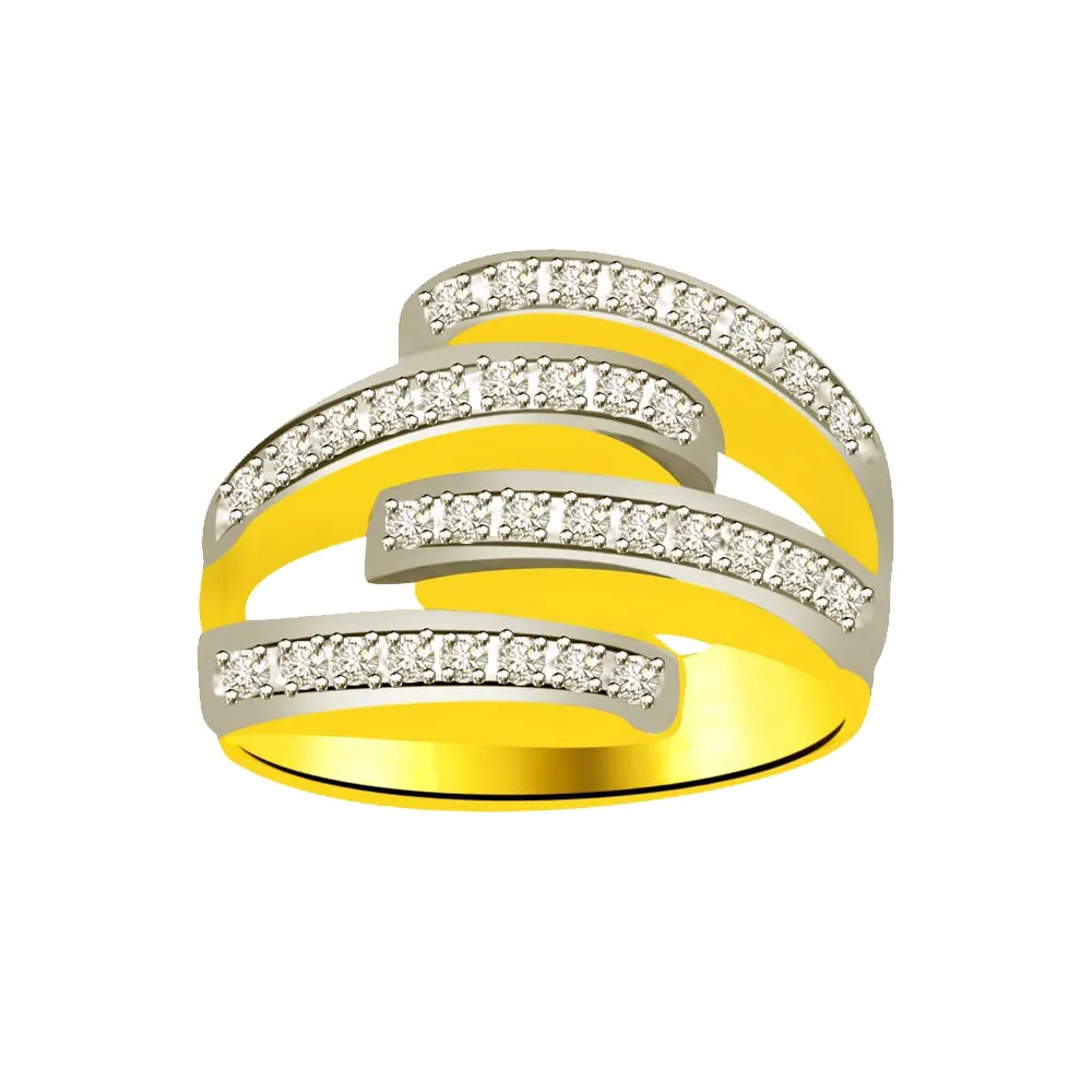 Trendy Diamond Gold rings SDR912 -White Yellow Gold rings
