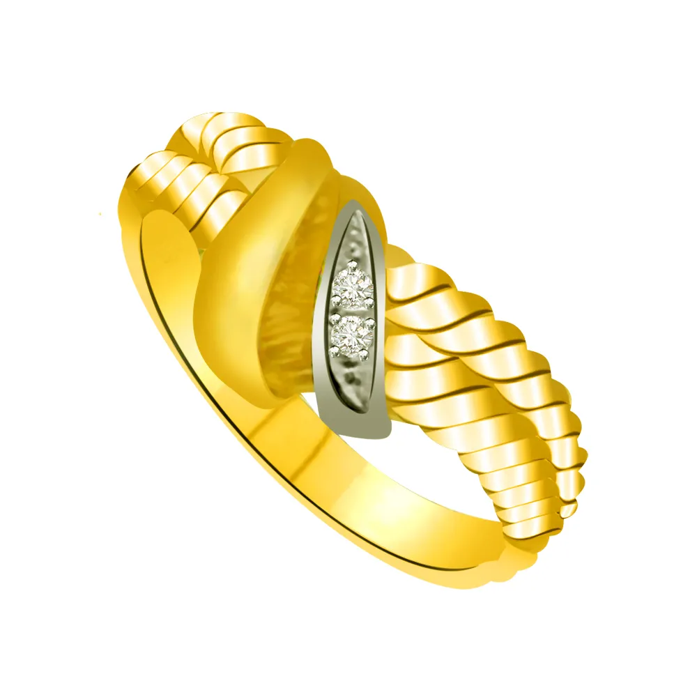 Two-Tone Real Diamond Gold Ring (SDR942)