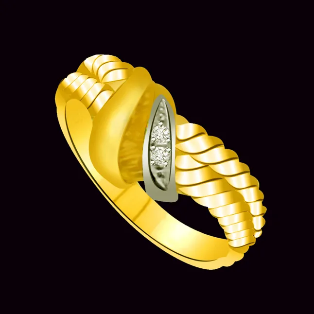 Two-Tone Real Diamond Gold Ring (SDR942)