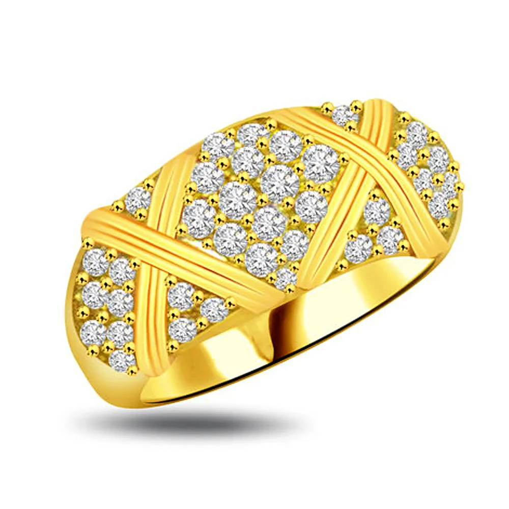 Trendy Real Diamond Gold Ring (SDR949)