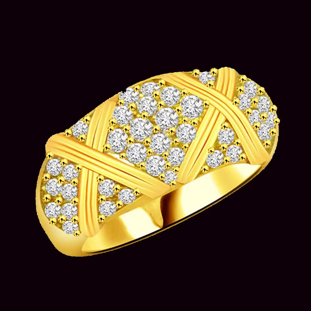 Trendy Real Diamond Gold Ring (SDR949)