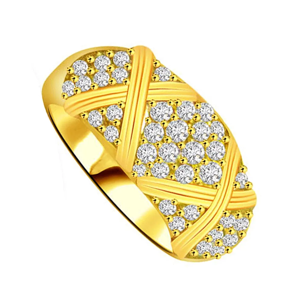Trendy Real Diamond Gold Ring (SDR949)