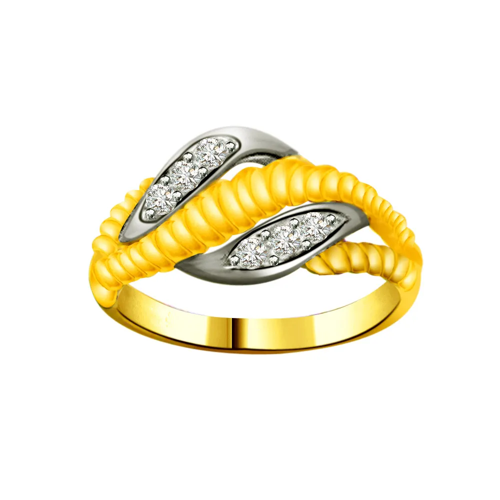 Two-Tone Real Diamond Gold Ring (SDR952)